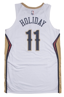 2018-19 Jrue Holiday Game Used New Orleans Pelicans Assocation Jersey Photo Matched To 10/17/18 (MeiGray & Resolution Photomatching)